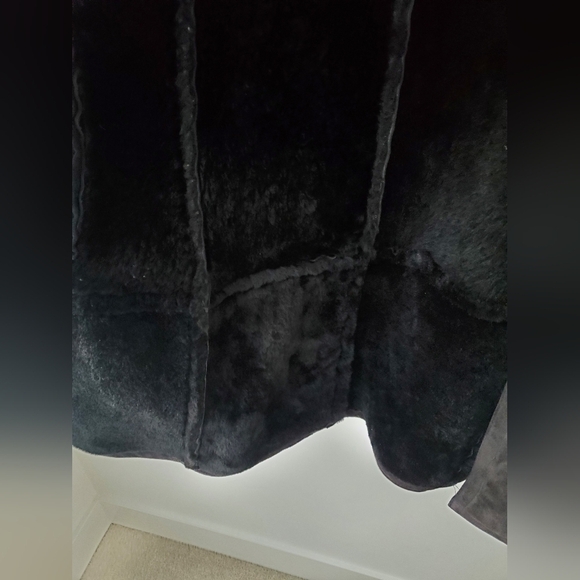 Vintage Black Leather Attic Shearling sheepskin Coat - Picture 10 of 16